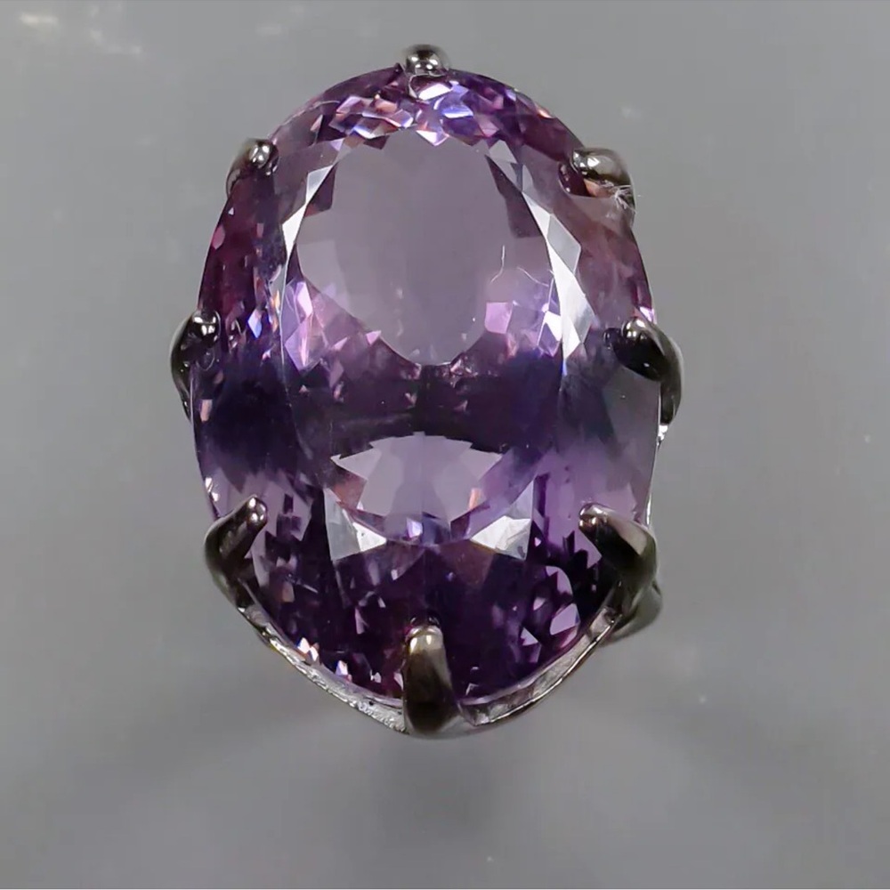 Natural gemstone 50 ct Amethyst Ring 925 Sterling Silver Size 8 /R336684